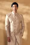 Buy_Alaya Advani_Grey Sherwani And Jacket Silk Embroidered Chevron Sequin Set _at_Aza_Fashions