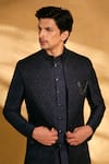 Buy_Alaya Advani_Blue Sherwani And Jacket Silk Embroidered Geometric Floral Set