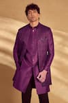 Buy_Alaya Advani_Wine Sherwani And Jacket Silk Embroidered Geometric Floral Set