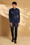 Buy_Alaya Advani_Blue Silk Blend Embellished Threadwork Sequin Floral Sherwani With Pant 