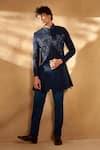 Buy_Alaya Advani_Blue Silk Blend Embellished Threadwork Sequin Bead Sherwani With Pant 