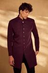 Alaya Advani_Maroon Silk Blend Embellished Sequin Geometric Bead Sherwani With Pant _at_Aza_Fashions