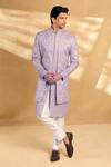 Shop_Alaya Advani_Purple Sherwani Silk Embroidered Geometric With Pant _Online_at_Aza_Fashions