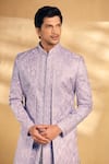 Shop_Alaya Advani_Purple Sherwani Silk Embroidered Geometric With Pant 