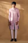 Buy_Alaya Advani_Pink Silk Blend Embroidered Geometric Overlap Panel Sherwani With Pant 