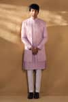 Shop_Alaya Advani_Pink Silk Blend Embroidered Geometric Overlap Panel Sherwani With Pant 