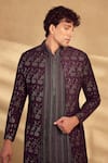 Buy_Alaya Advani_Wine Pant Poly Silk Embellished Sequin Open Sherwani Set 