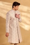 Buy_Alaya Advani_Pink Sherwani And Stole Silk Embroidered Floral Jaal Set 