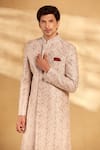 Buy_Alaya Advani_Pink Sherwani And Stole Silk Embroidered Floral Jaal Set _Online