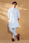 Buy_Alaya Advani_White Kurta And Bundi Silk Embellished Threadwork Scenic Set _Online_at_Aza_Fashions