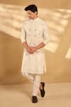 Buy_Alaya Advani_Off White Kurta And Bundi Silk Threadwork Animal Set _at_Aza_Fashions