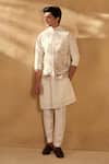 Shop_Alaya Advani_Off White Kurta And Bundi Silk Threadwork Animal Set _at_Aza_Fashions