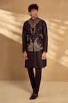 Buy_Alaya Advani_Black Kurta And Bundi Silk Embroidered Floral Honeycomb Set _Online_at_Aza_Fashions