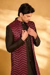 Buy_Alaya Advani_Red Kurta And Bundi Silk Chevron Sequin Set _Online_at_Aza_Fashions