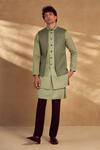 Buy_Alaya Advani_Green Bundi And Kurta Silk Embroidered Geometric Floral Layered With Set 