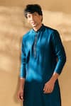 Shop_Alaya Advani_Blue Bundi And Kurta Silk Embroidered Sequin Nehru Jacket With Set _at_Aza_Fashions