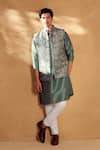 Alaya Advani_Green Bundi And Kurta Silk Printed Geometric Bandi With Set _at_Aza_Fashions