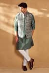 Buy_Alaya Advani_Green Bundi And Kurta Silk Printed Geometric Bandi With Set 