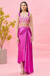 Naintara Bajaj_Pink Top And Cape: Banarasi Chevron Pattern & Draped Dhoti Skirt Set For Women_Online_at_Aza_Fashions