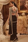 Shop_Roqa_Black Pre-draped Saree Georgette Caelia Scallop Border With Blouse _at_Aza_Fashions