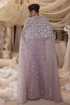 Shop_Roqa_Pink Cape And Blouse Net Embroidery Zari Cape Round Ellen Checkered Skirt Set _at_Aza_Fashions