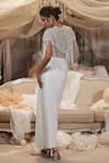 Shop_Roqa_Off White Cape And Blouse Net Embroidery Mirror Round Orion Skirt Set _at_Aza_Fashions