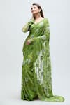 Buy_Nakita Singh_Green Net Embroidered Sequin Leaf Neck Saree With Blouse _Online_at_Aza_Fashions