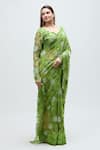 Shop_Nakita Singh_Green Net Embroidered Sequin Leaf Neck Saree With Blouse _Online_at_Aza_Fashions