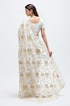 Shop_Nakita Singh_Off White Chanderi Embroidered Sequin Leaf Neck Zari Saree With Blouse _at_Aza_Fashions