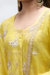 Buy_Nakita Singh_Yellow Silk Embroidered Floral Round Gota Straight Kurta Set _Online_at_Aza_Fashions