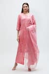 Buy_Nakita Singh_Pink Silk Embroidered Sequin Round Floral Kurta Set _at_Aza_Fashions