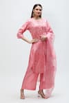 Shop_Nakita Singh_Pink Silk Embroidered Sequin Round Floral Kurta Set _at_Aza_Fashions