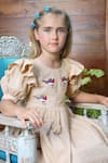 JILMIL DREAMWEAR_Beige Cotton Embroidery Sparrow Dress _Online_at_Aza_Fashions