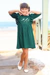 JILMIL DREAMWEAR_Green Cotton Embroidery Daisy Dress _Online_at_Aza_Fashions