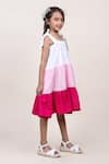 Shop_JILMIL DREAMWEAR_Multi Color Cotton Textured Pattern Colorblocked Tiered Dress _Online_at_Aza_Fashions