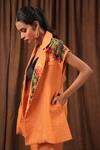 Shop_Seesa_Orange Linen Embroidery Blazer