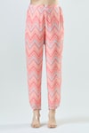 Buy_Seams Pret And Couture_Pink Crepe Print Zig-zag Collar Aanya Fio Shirt With Pant _Online_at_Aza_Fashions