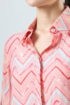 Buy_Seams Pret And Couture_Pink Crepe Print Zig-zag Collar Aanya Fio Shirt With Pant 