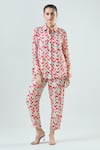 Buy_Seams Pret And Couture_Coral Crepe Print Geometric Collar Aanya Geo Shirt With Pant _at_Aza_Fashions