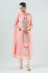 Buy_Seams Pret And Couture_Pink Georgette Embroidered Resham Round Alice Ari Kurta Pant Set _at_Aza_Fashions