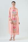 Buy_Seams Pret And Couture_Pink Georgette Embroidered Resham Round Alice Ari Kurta Pant Set _Online_at_Aza_Fashions