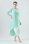 Buy_Seams Pret And Couture_Green Georgette Embroidered Sequin Round Fiona Tunic With Pant _at_Aza_Fashions