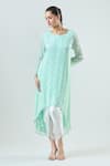 Buy_Seams Pret And Couture_Green Georgette Embroidered Sequin Round Fiona Tunic With Pant _Online_at_Aza_Fashions