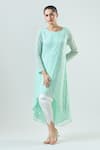 Seams Pret And Couture_Green Georgette Embroidered Sequin Round Fiona Tunic With Pant _at_Aza_Fashions