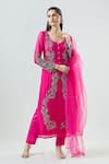 Buy_Seams Pret And Couture_Fuchsia Georgette Embroidered Beads Round Allara Leaf Kurta Pant Set _at_Aza_Fashions