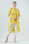 Buy_Seams Pret And Couture_Yellow Crepe Embroidered Sequin Round Nargis Floral Tunic With Tulip Pant _at_Aza_Fashions