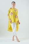 Buy_Seams Pret And Couture_Yellow Crepe Embroidered Sequin Round Nargis Floral Tunic With Tulip Pant _Online_at_Aza_Fashions