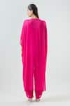 Shop_Seams Pret And Couture_Fuchsia Georgette Embroidered Mirror Round Mahera Kaftan With Pant _at_Aza_Fashions