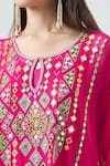 Buy_Seams Pret And Couture_Fuchsia Georgette Embroidered Mirror Round Mahera Kaftan With Pant _Online_at_Aza_Fashions