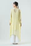 Shop_Seams Pret And Couture_Yellow Georgette Embroidered Mirror Leaf Ek Noor Kaftan With Pant _at_Aza_Fashions